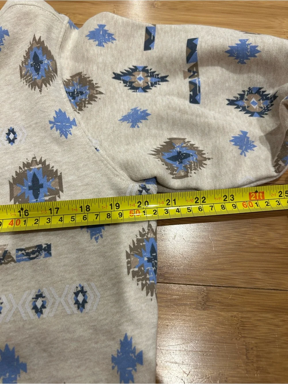 Ariat Cream Quarter-Zip Sweater with Blue and Brown Aztec Print - Picture 3 of 5